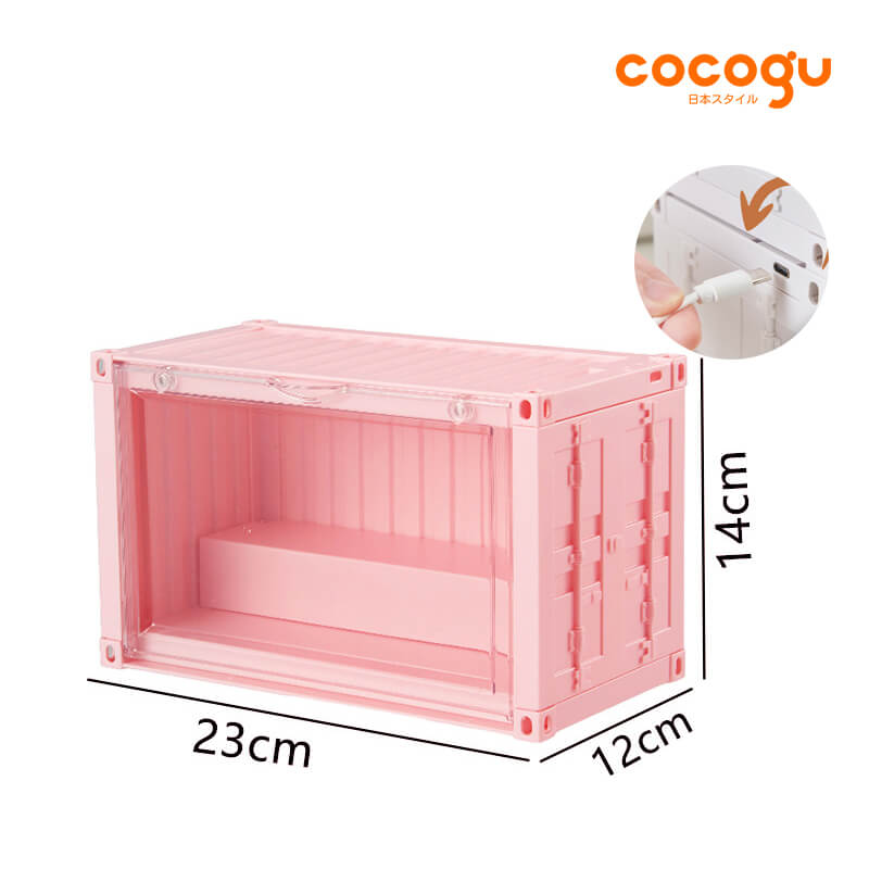 กล่องจัดเก็บโมเดล COCOGU รุ่น 930-1 มีไฟ สีชมพู_1