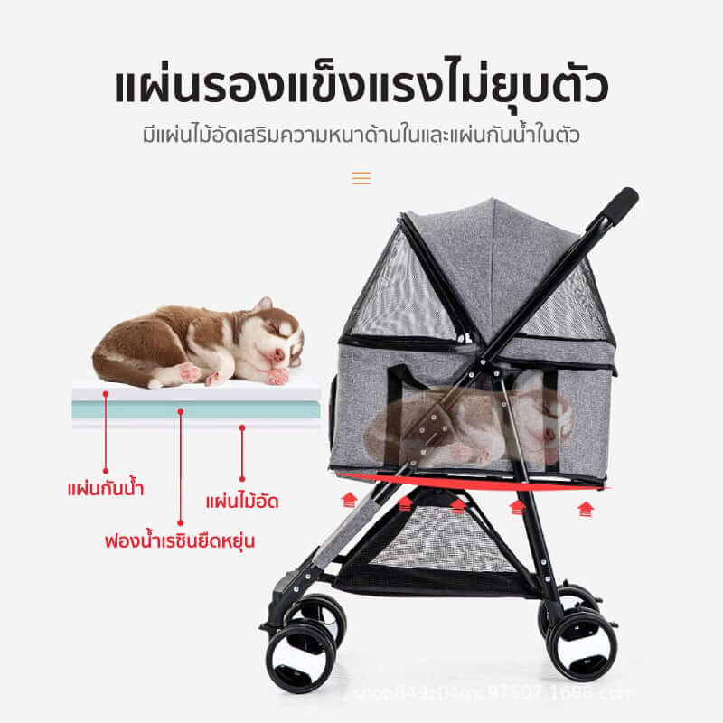 รถเข็นสัตว์เลี้ยง COCOGU รุ่น DTC-802 สีน้ำเงิน