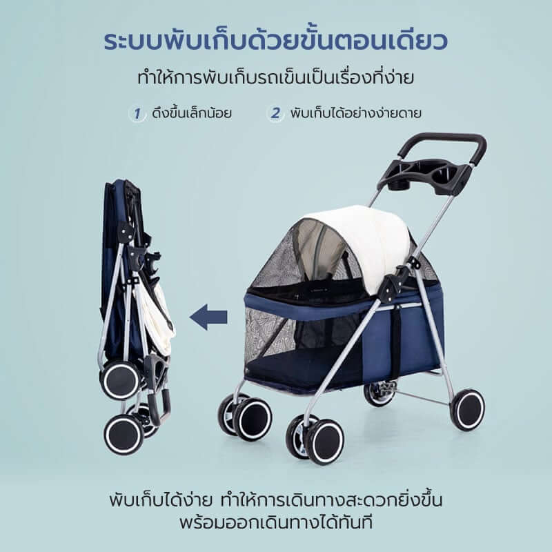รถเข็นสัตว์เลี้ยง COCOGU รุ่น DTC-807 สีน้ำเงิน
