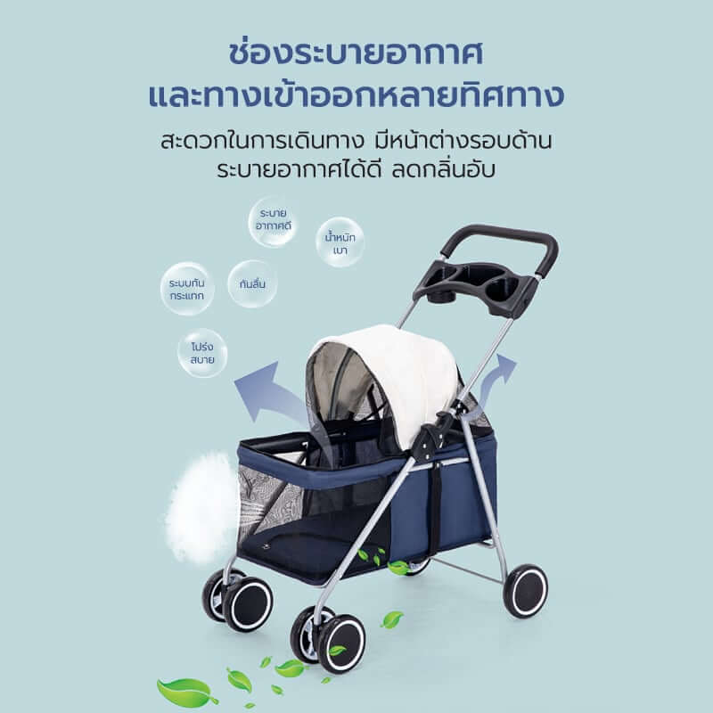 รถเข็นสัตว์เลี้ยง COCOGU รุ่น DTC-807 สีน้ำเงิน