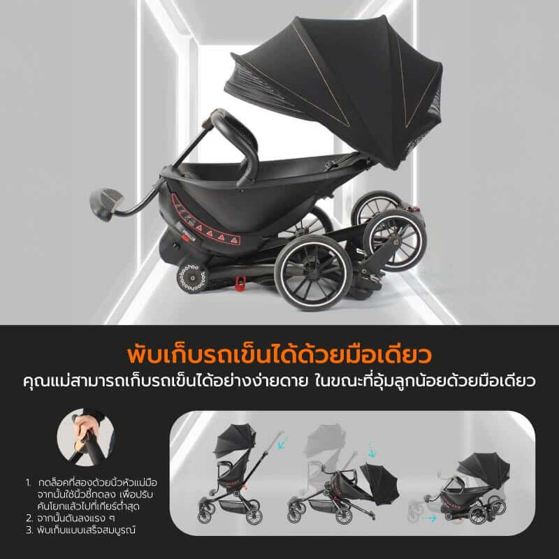 รถเข็นเด็ก COCOGU รุ่น V8 สีเทา