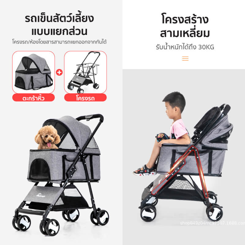 รถเข็นสัตว์เลี้ยง COCOGU รุ่น DTC-802 สีน้ำเงิน