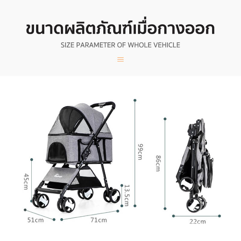 รถเข็นสัตว์เลี้ยง COCOGU รุ่น DTC-802 สีน้ำเงิน