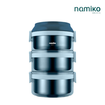 ปิ่นโต Namiko รุ่น #6586-2 3 ชั้น 2350 ml สีฟ้า_0