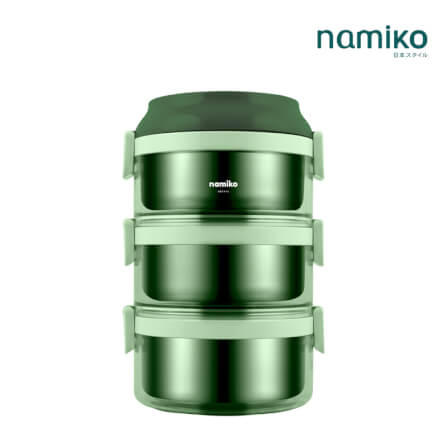 ปิ่นโต Namiko รุ่น #6586-2 3 ชั้น 2350 ml สีเขียว_0