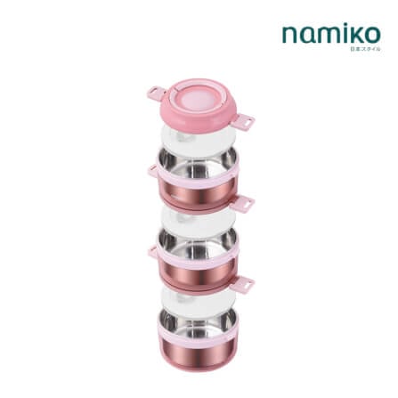 ปิ่นโต Namiko รุ่น #6586-2 3 ชั้น 2350 ml สีชมพู_1