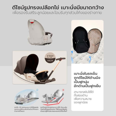 รถเข็นเด็ก COCOGU รุ่น V9 สีน้ำตาล_4