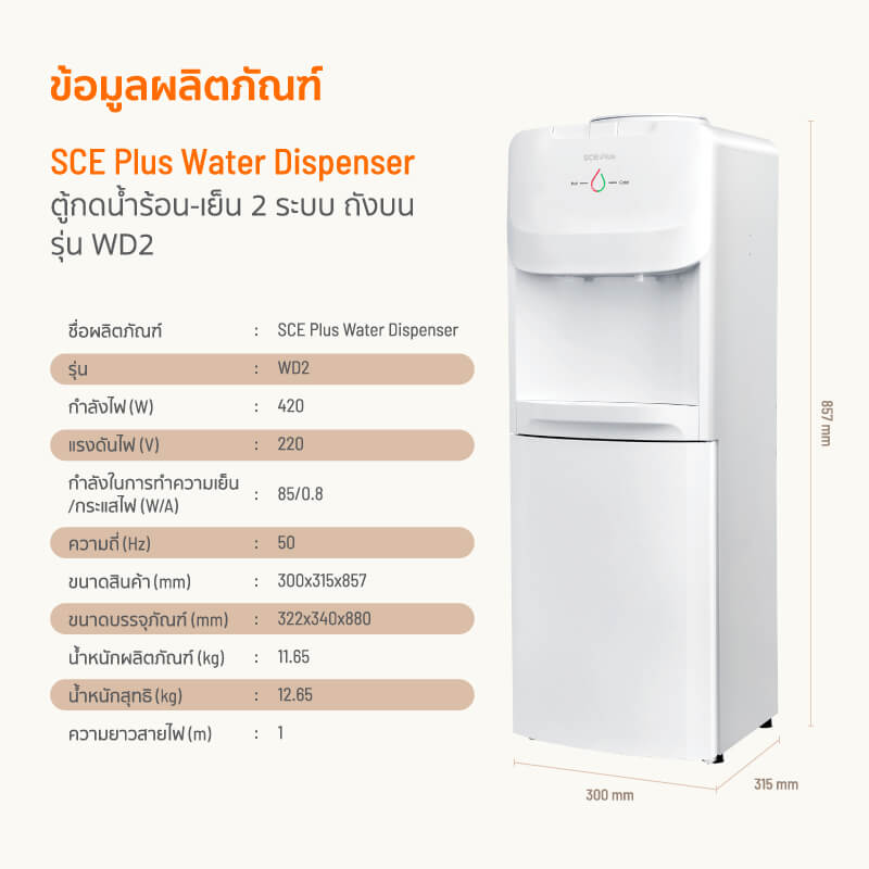 ตู้น้ำดื่ม SCE PLUS รุ่น WD2 สีขาว_2