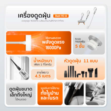 เครื่องดูดฝุ่นแบบด้าม SCE PLUS รุ่น VC-A สีฟ้า_2