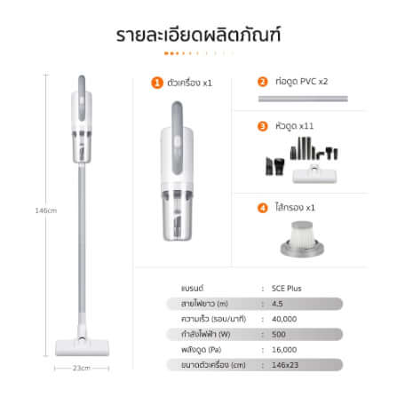 เครื่องดูดฝุ่นแบบด้าม SCE PLUS รุ่น VC-A สีฟ้า_9