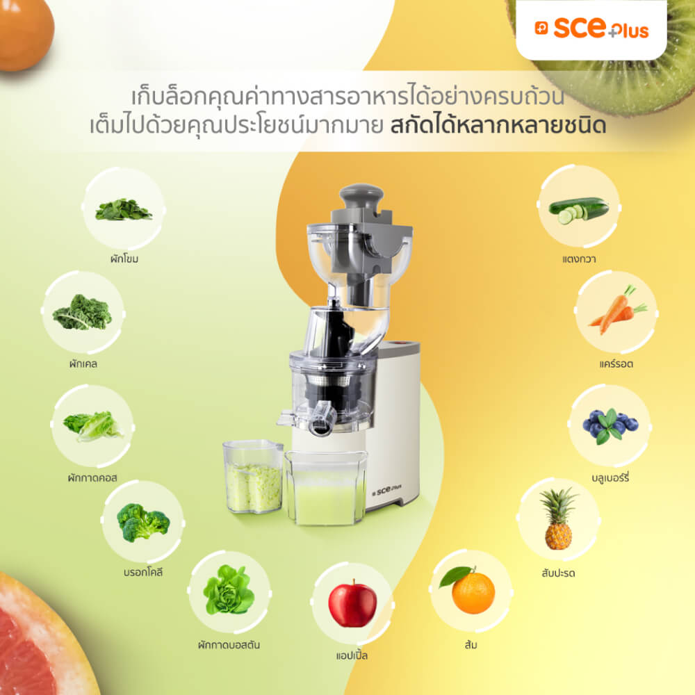 เครื่องสกัดน้ำผลไม้ SCE Plus  รุ่น CJ1 สีครีม