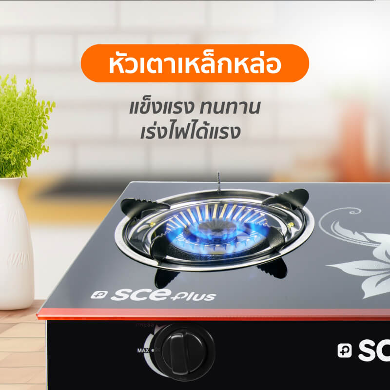เตาแก๊สตั้งโต๊ะ 2 หัวแก๊ส SCE Plus รุ่น GG1 สีดำ
