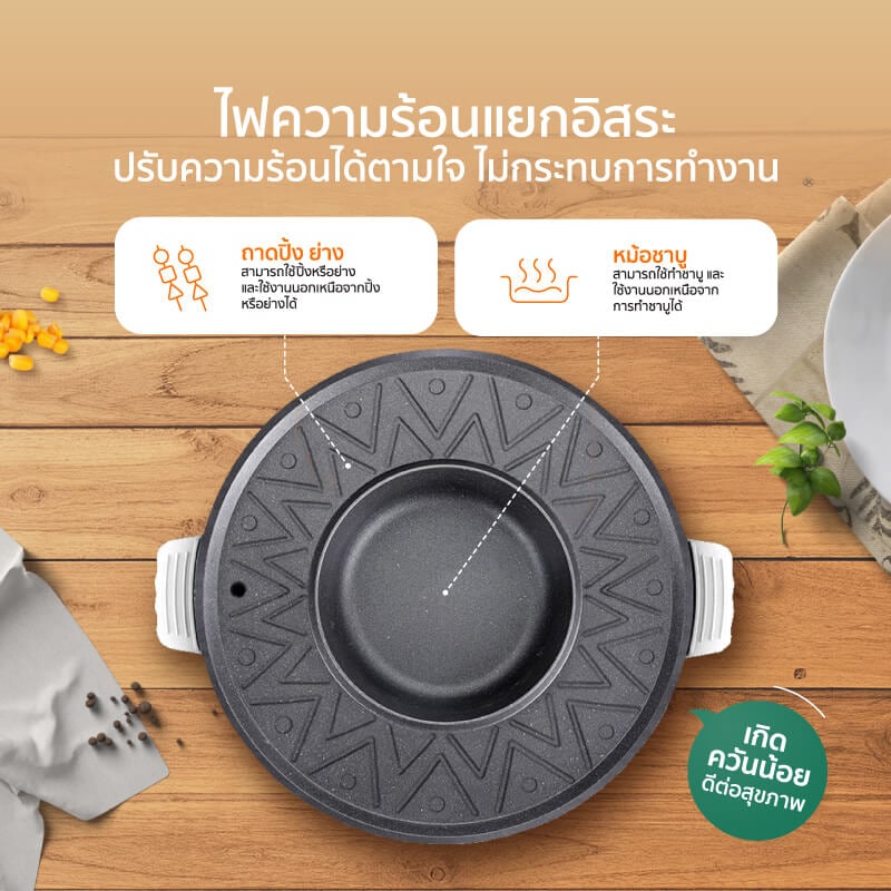 เตาปิ้งย่างไฟฟ้า SCE Plus รุ่น G18 สีครีม