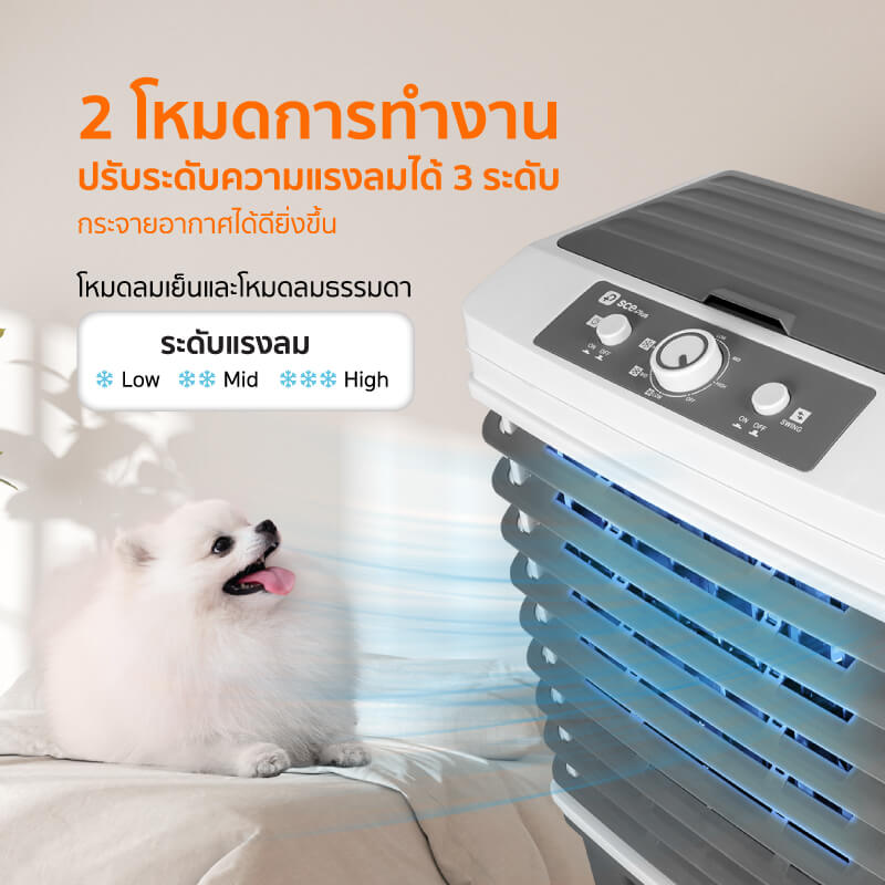 พัดลมไอเย็น SCE Plus รุ่น M-X1 25L สีเทา