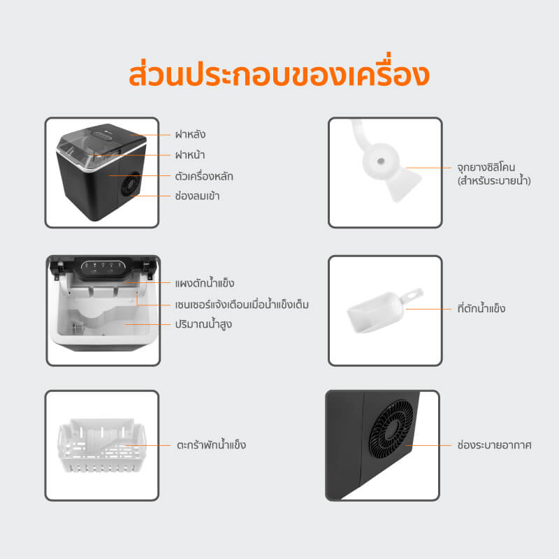เครื่องทำน้ำแข็งอัตโนมัติ SCE Plus รุ่น IC-A13 สีดำ