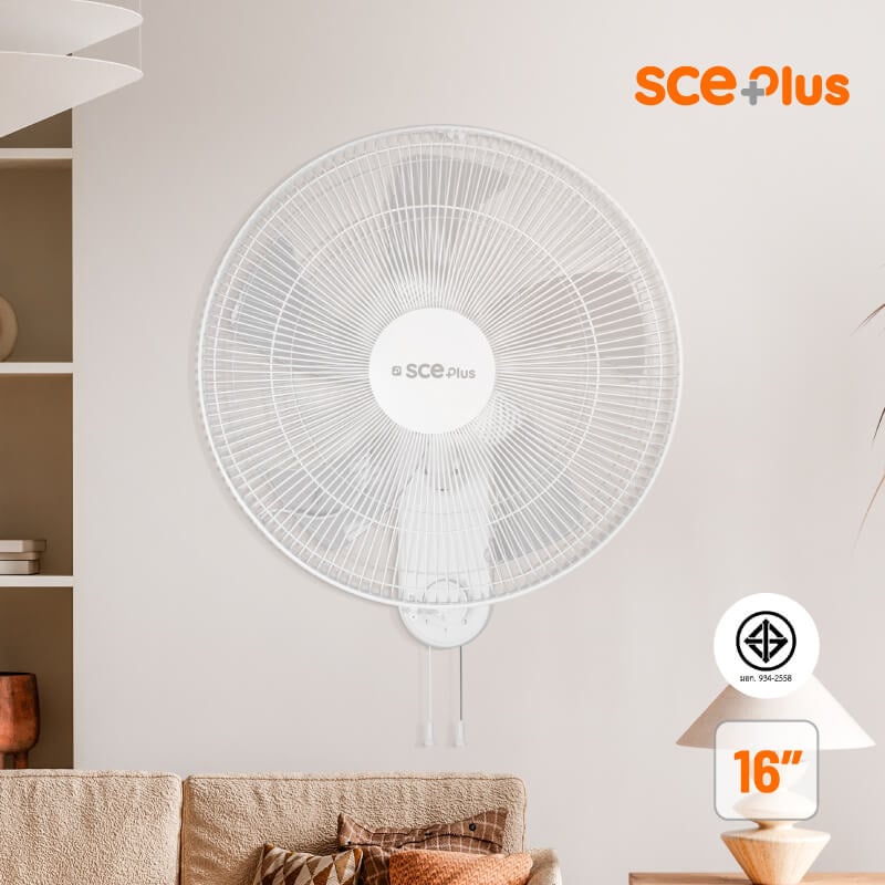 พัดลมติดผนัง 16 นิ้ว SCE Plus รุ่น WF-6 สีขาว