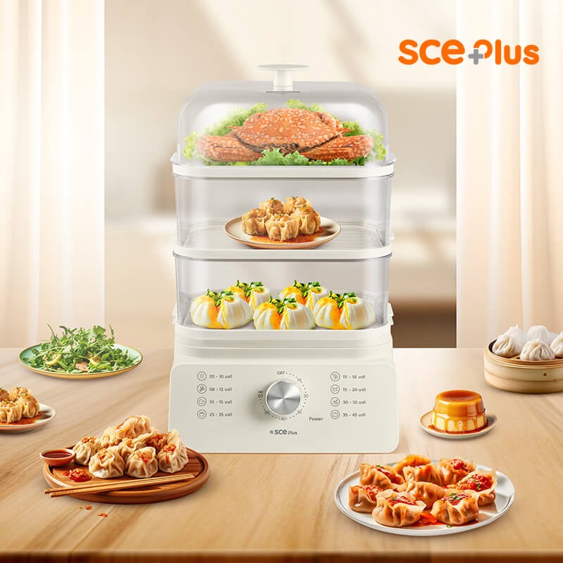 หม้อนึ่งอาหารไฟฟ้า 3 ชั้น SCE Plus รุ่น ES1 สีขาว_8