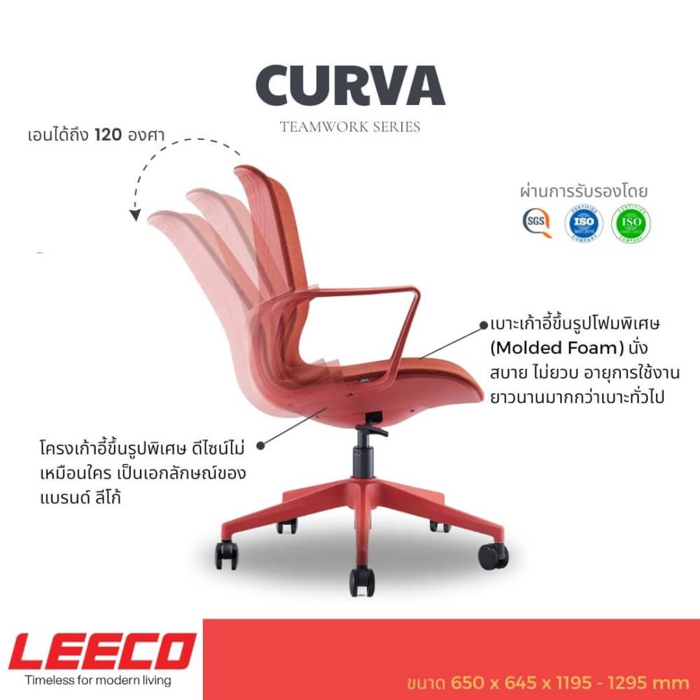 เก้าอี้ทำงาน LEECO CURVA แดง