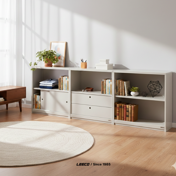 ตู้ชั้นวางทรงเตี้ย LEECO 90 ซม. LC01-C MARBLE WHITE