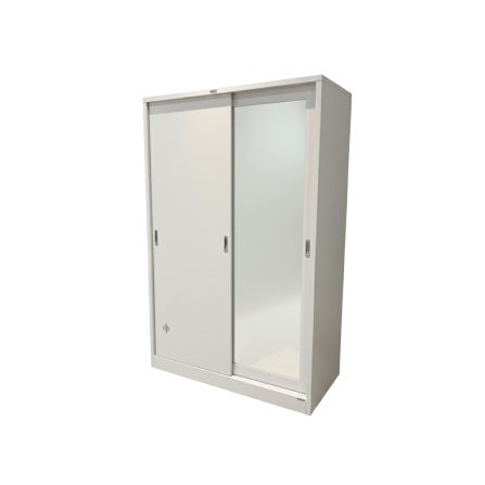 ตู้เสื้อผ้า บานเลื่อนกระจกเงา LEECO SWM-0604 สีขาว 4 ฟุต_0