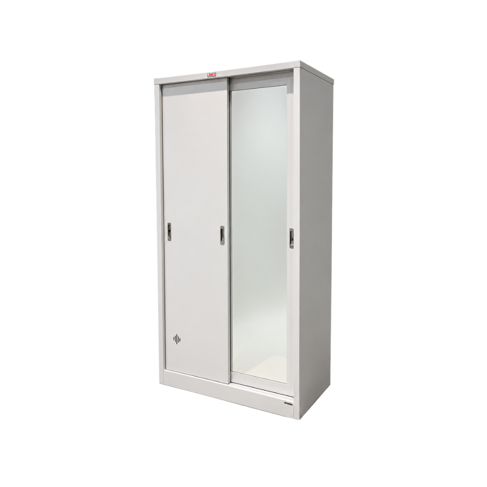 ตู้เสื้อผ้า บานเลื่อนกระจกเงา LEECO SWM-0603 สีขาว 3 ฟุต_0