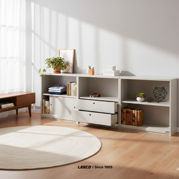ตู้ชั้นวางทรงเตี้ย LEECO 90 ซม. LC01-C MARBLE WHITE_5