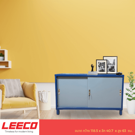 ตู้บานเลื่อนทึบ LEECO รุ่น SLS-0204 4 ฟุต น้ำเงินสลับเทา_4