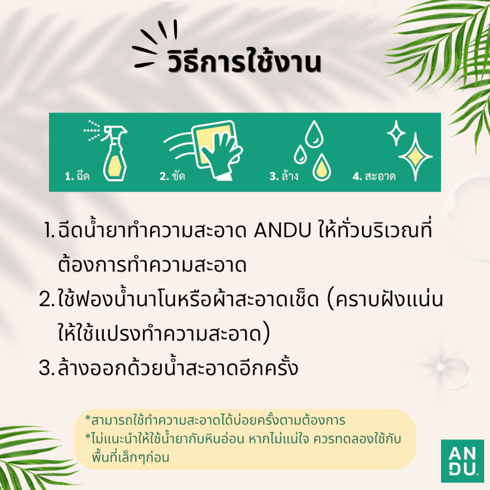 น้ำยาขจัดคราบน้ำ คราบหินปูน ANDU (อันดู) 500 มล.