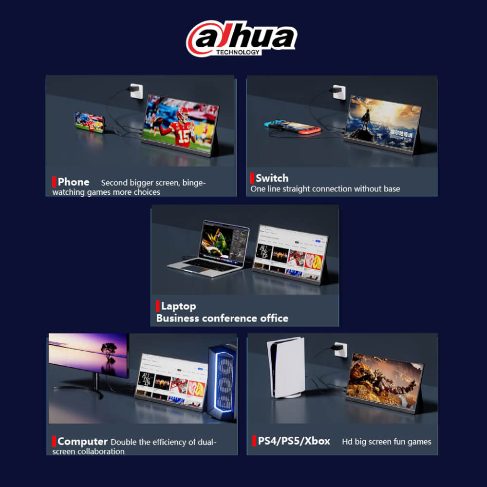 จอมอนิเตอร์พกพา 15.6 นิ้ว DAHUA DHI-PM16-D201S จอคู่พับได้