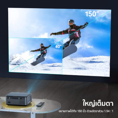 โปรเจคเตอร์ YABER V6 สีเทา คมชัด 1080P FHD ความสว่าง 450 ANSI LUMENS_3
