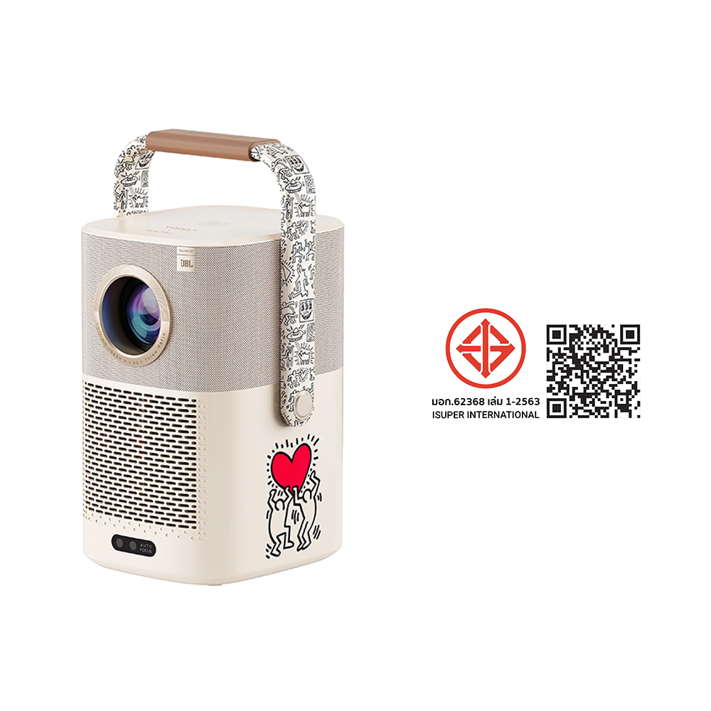 โปรเจคเตอร์ YABER T2 X KEITH สีครีม มีแบตเตอรี่ในตัว ความสว่าง 450 ANSI LUMENS_7