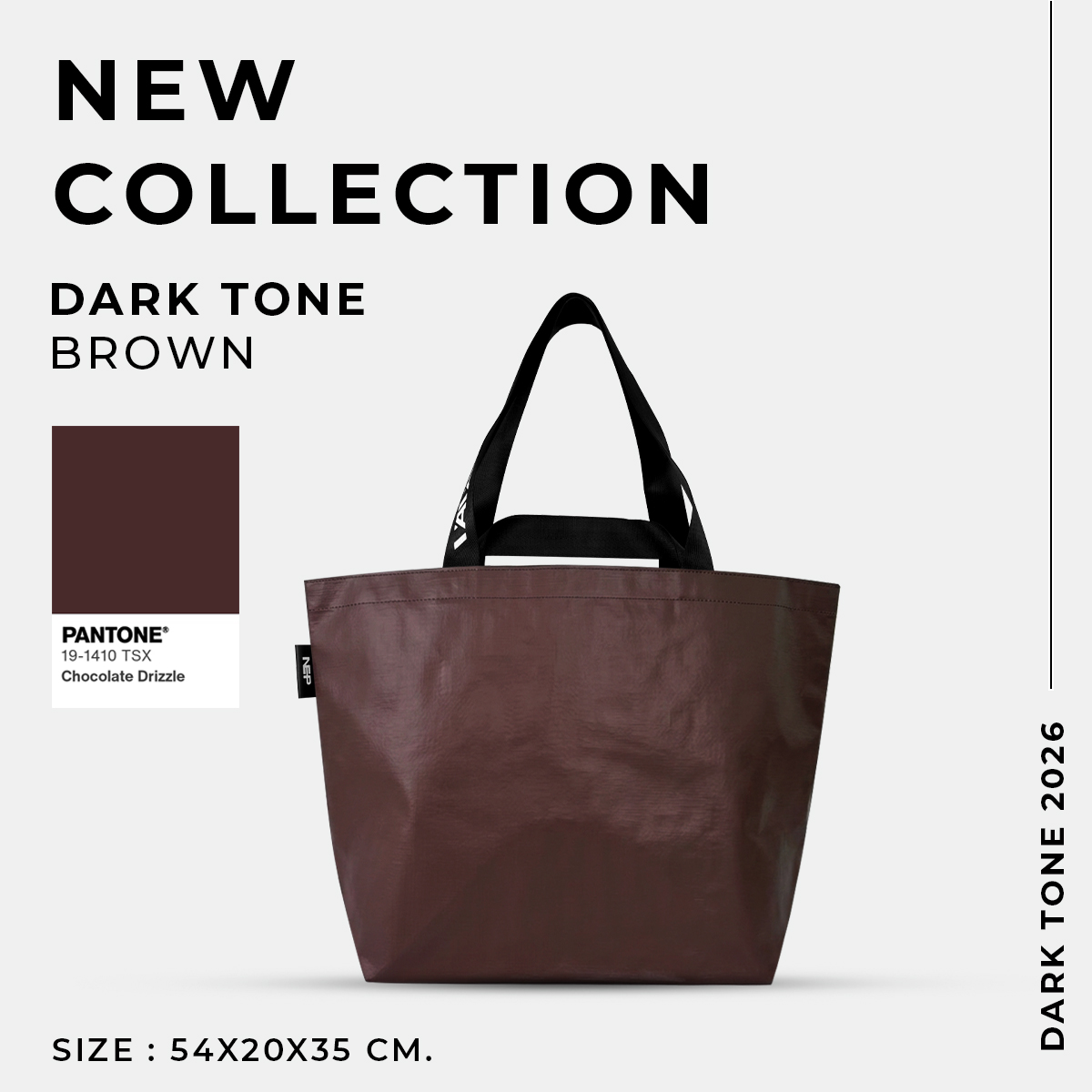 กระเป๋าช้อปปิ้ง VAVAZ รุ่น ดาร์กโทน ขนาด M สีน้ำตาล_2