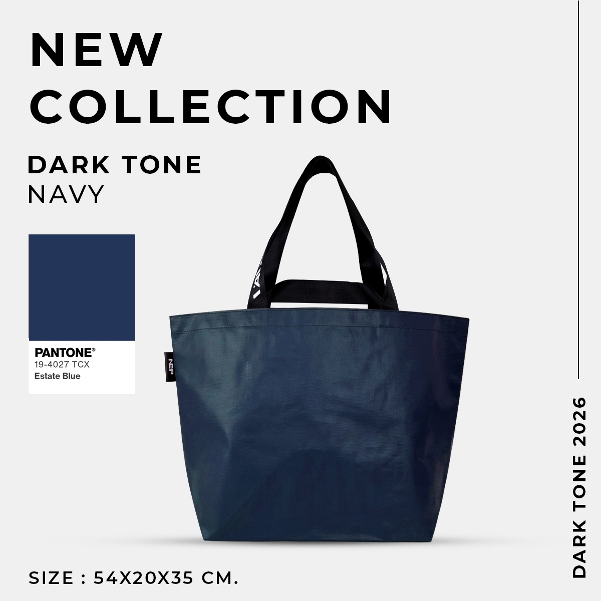 กระเป๋าช้อปปิ้ง VAVAZ รุ่น ดาร์กโทน ขนาด M สีกรมท่า_5