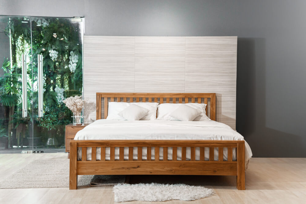 เตียงนอนไม้สัก 5 ฟุต SIGNATURE ONCE รุ่น SO - 009 สีทีค