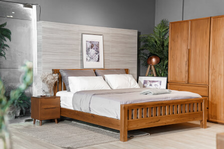 เตียงนอนไม้สัก 5 ฟุต SIGNATURE ONCE รุ่น SO - 009 สีทีค_1