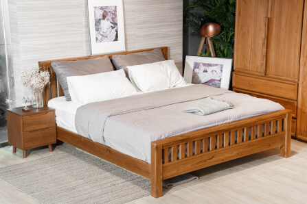 เตียงนอนไม้สัก 5 ฟุต SIGNATURE ONCE รุ่น SO - 009 สีทีค_2