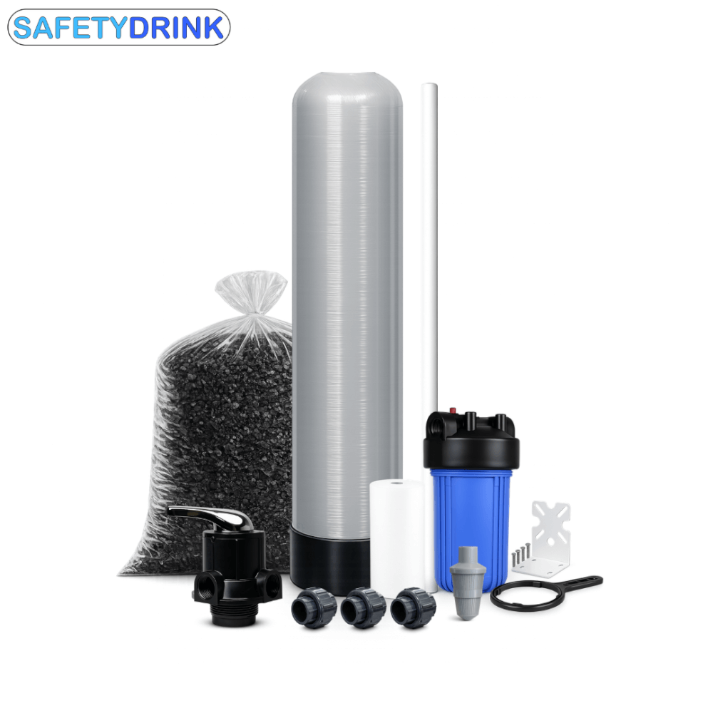 เครื่องกรองน้ำใช้ SAFETYDRINK ขนาด 8 นิ้ว สูง 44 นิ้ว สีเทา พร้อมสารกรองน้ำคาร์บอน รุ่น FRP-S0802-G_0