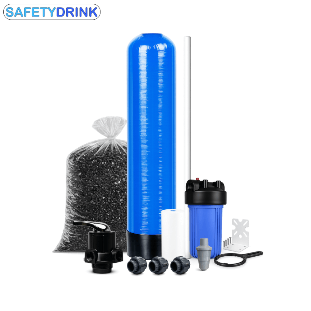 เครื่องกรองน้ำใช้ SAFETYDRINK ขนาด 8 นิ้ว สูง 44 นิ้ว สีน้ำเงิน พร้อมสารกรองน้ำแอนทราไซต์ รุ่น FRP-S0801-B_1