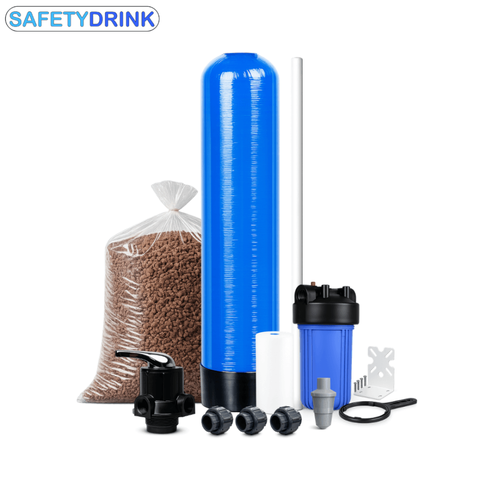 เครื่องกรองน้ำใช้ SAFETYDRINK ขนาด 8 นิ้ว สูง 44 นิ้ว สีน้ำเงิน พร้อมสารกรองน้ำแมงกานีส รุ่น FRP-S0804_1