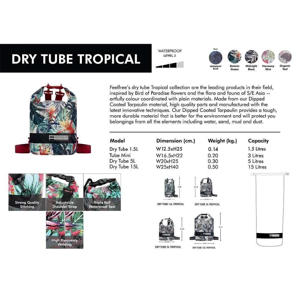 กระเป๋ากันน้ำถุงกันน้ำ FEELFREE  DRY TUBE TROPICAL 5L สี NOIRVEIL