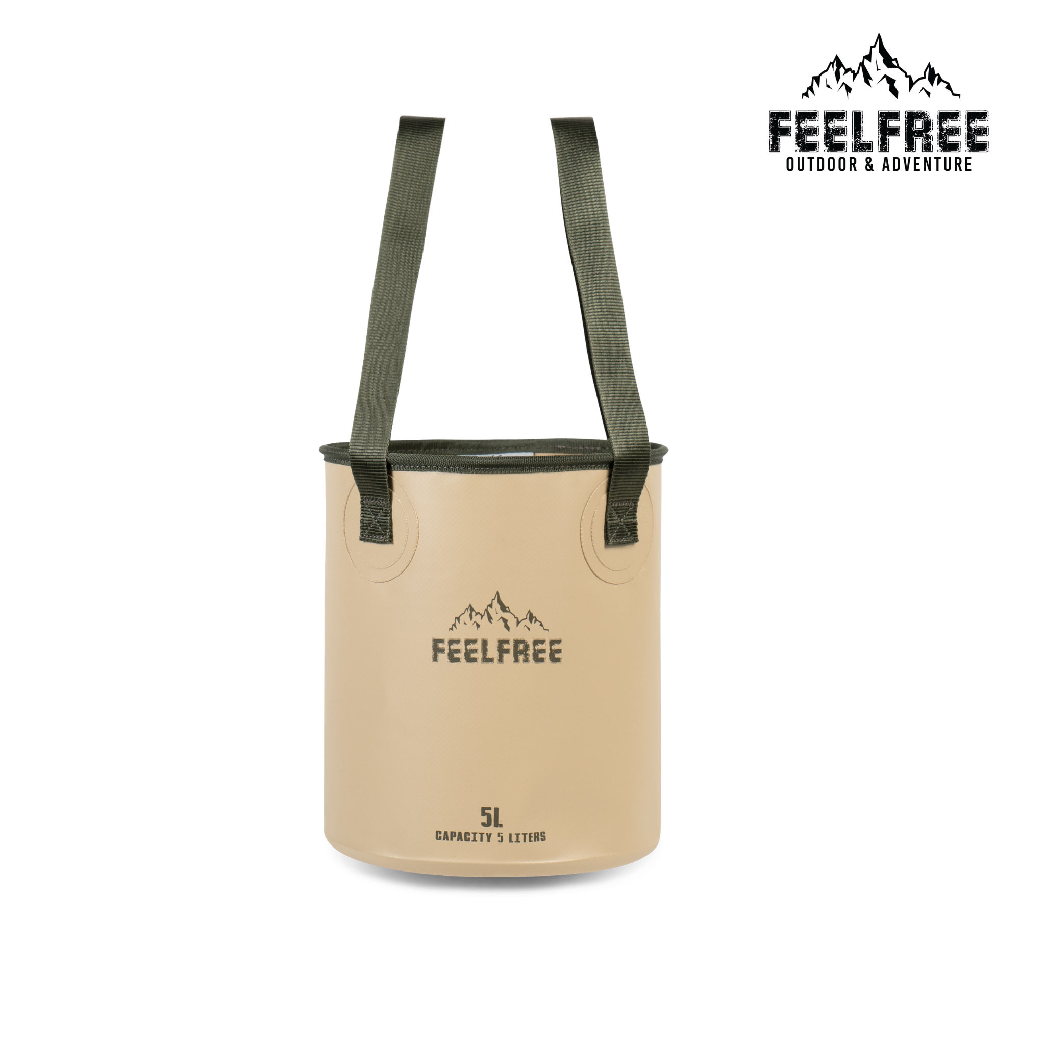 ถังน้ำพับได้แบบพกพา FEELFREE FOLDABLE WASH BASIN 5L สีแทน สายสีน้ำตาล_0
