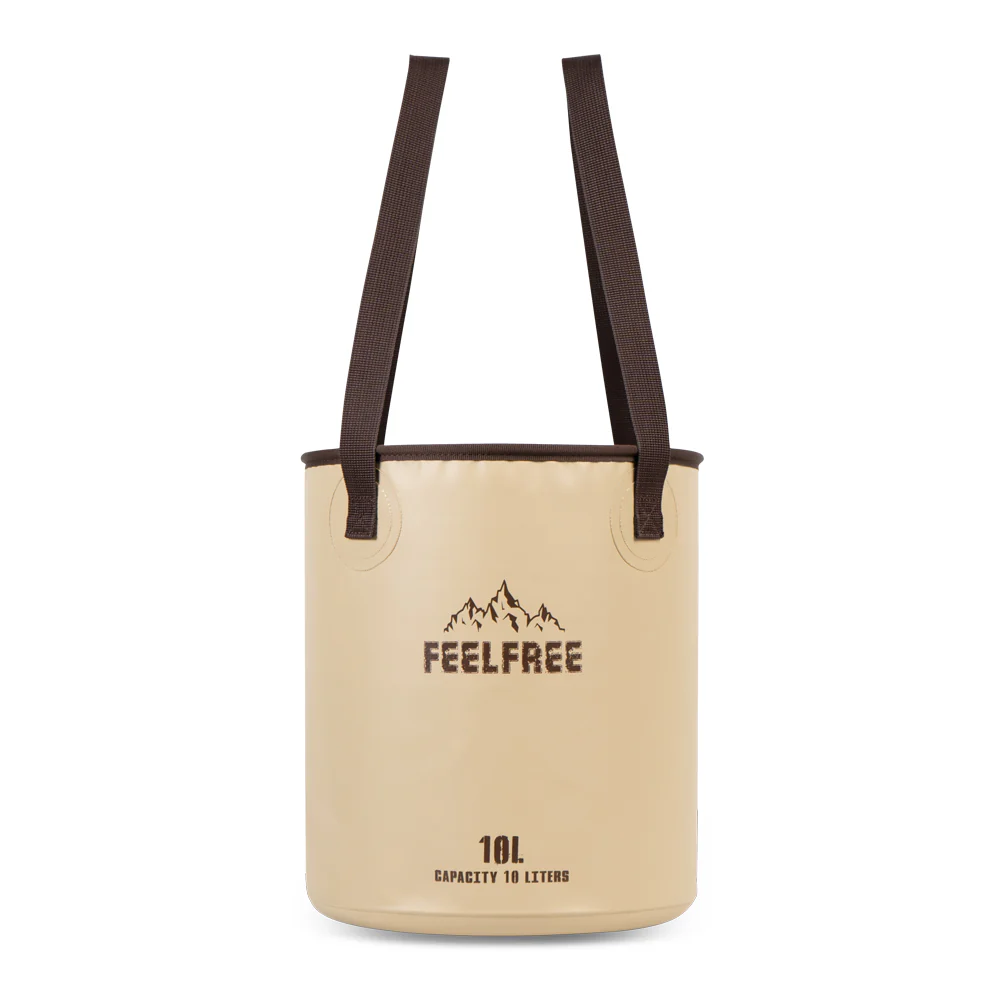 ถังน้ำพับได้แบบพกพา FEELFREE FOLDABLE WASH BASIN 10L สีแทน สายสีน้ำตาล_0