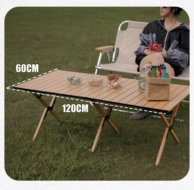 โต๊ะเหล็กพับ MOUNTAINHIKER X FRAME 120CM สีไม้