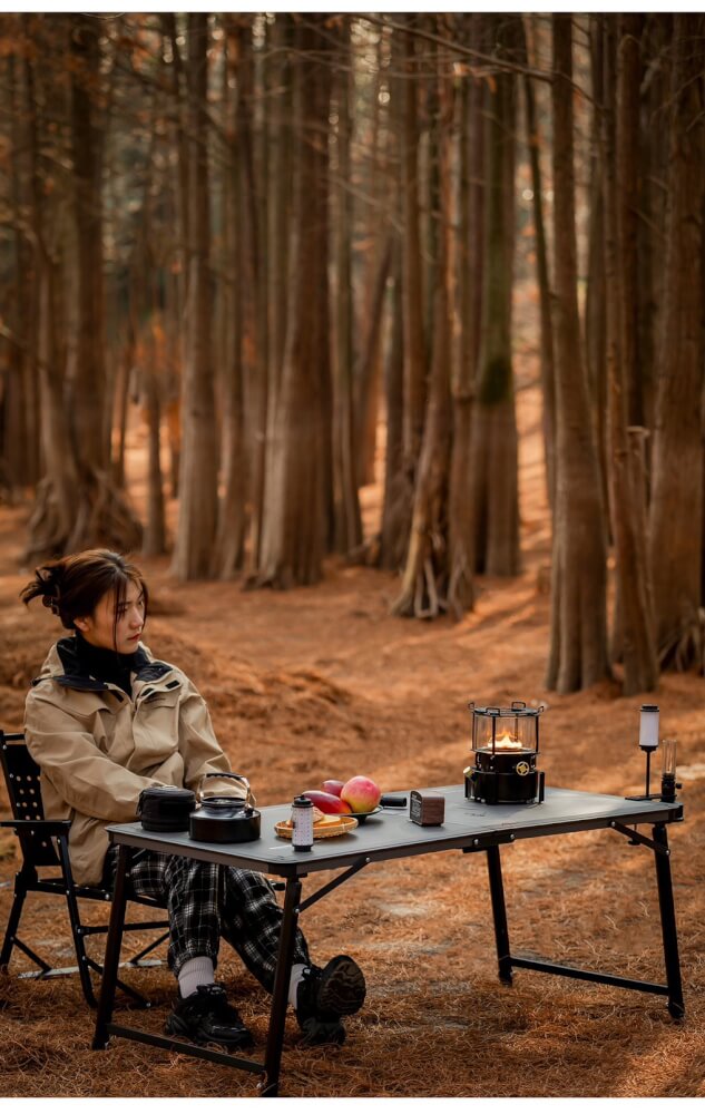 โต๊ะแคมป์ปิ้ง MOUNTAINHIKER ขนาดใหญ่ 120&times;60&times;45-70 ซม.สีดำเทา