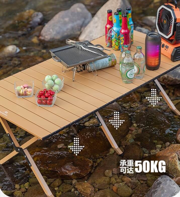 โต๊ะเหล็กพับ MOUNTAINHIKER X FRAME 120CM สีไม้