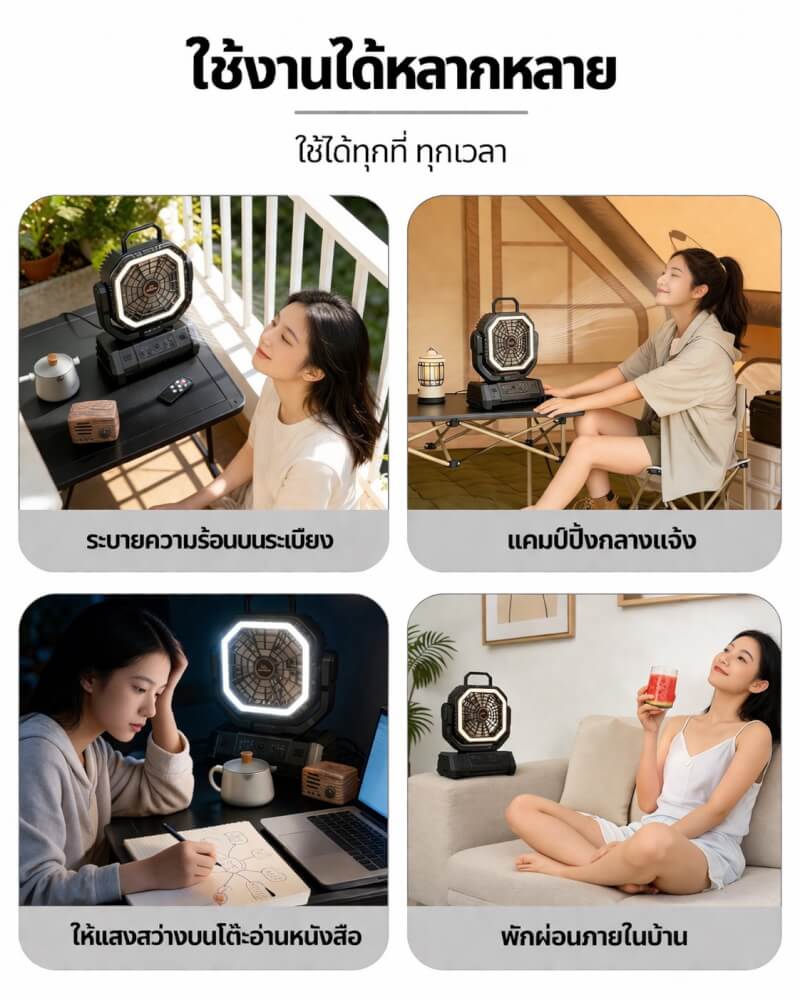 พัดลมพกพา MOUNTAINHIKER ไซเบอร์ตรอน,แบตเตอรี่ 20000 MAH,สีเขียว
