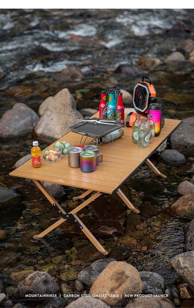 โต๊ะเหล็กพับ MOUNTAINHIKER X FRAME 120CM สีไม้