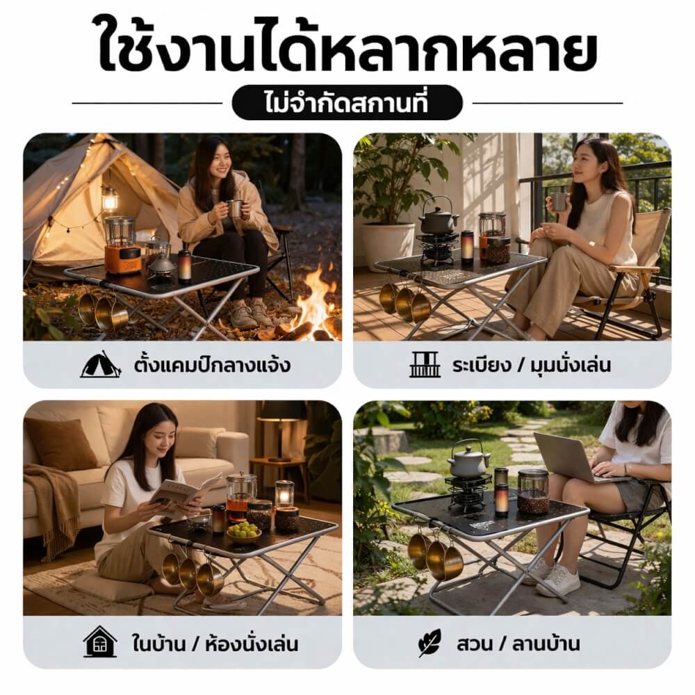 โต๊ะพับแคมป์ปิ้ง MOUNTAINHIKER 62 ซม. สีเงิน