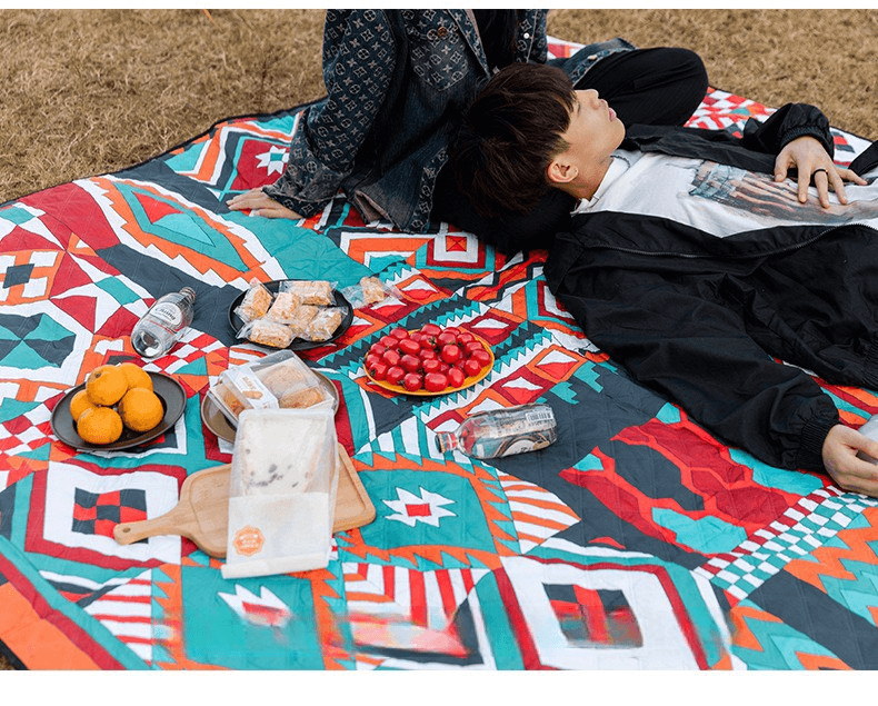 เสื่อปิกนิกแคมป์ปิ้ง MOUNTAINHIKER แบบหนาพิเศษ ลายสีส้ม