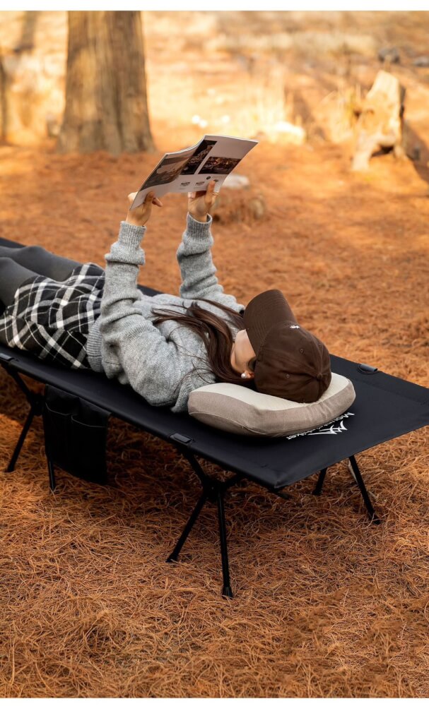 เตียงสนามพับได้ MOUNTAINHIKER 90 &times; 65 &times; 38 ซม. สีดำ